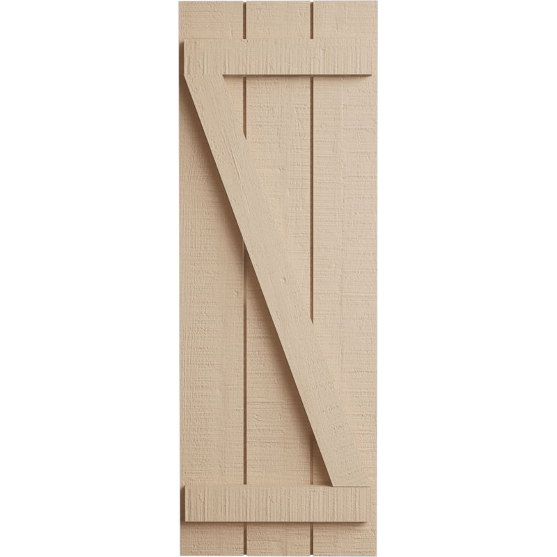 Volets en faux bois avec planche en Z, Texture cèdre brut / brun clair apprêté, 16", H 64 po x l 16,5 po x P 1 po