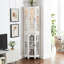 Vitrine blanche avec 4 tablettes réglables et éclairage mobile en verre trempé-120258904