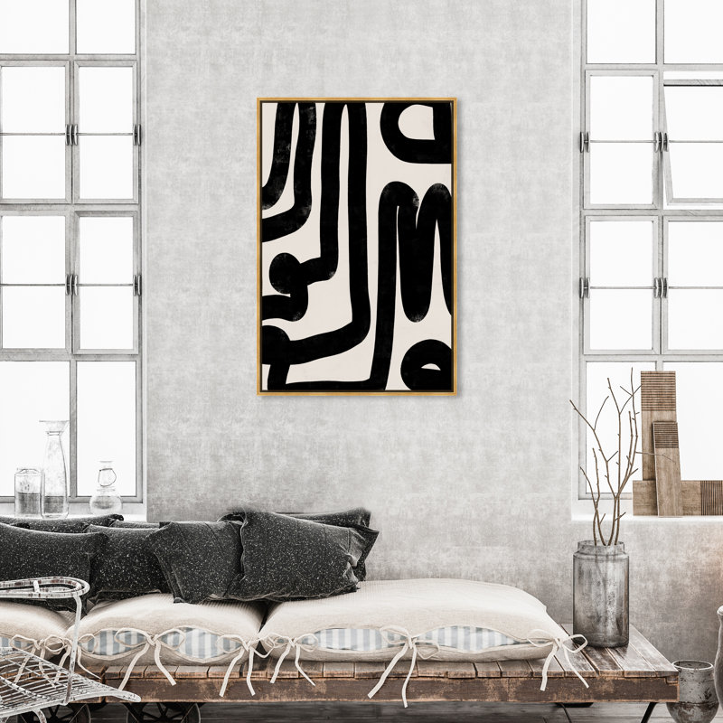 Modern Bold Brush Stroke Lines Print, 45" H x 30" W, Wrapped Canvas