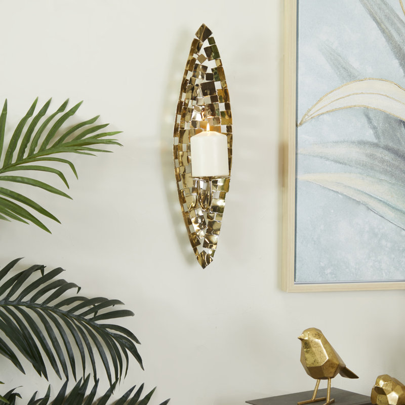 Steel Candle Wall Light, Gold
