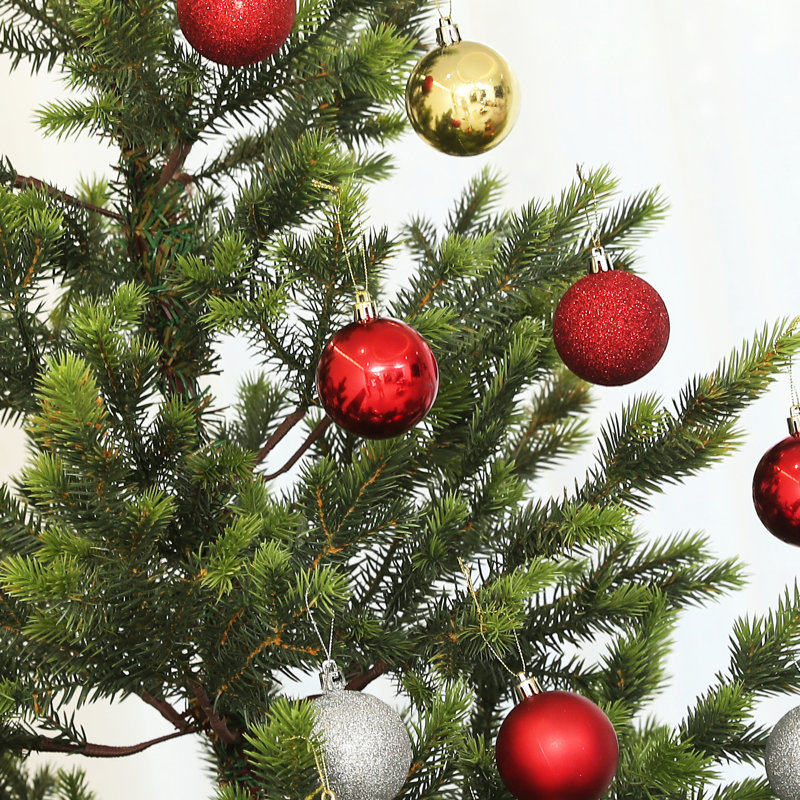 Arbre de Noël artificiel de 50,4 po de largeur, réaliste, 2901 pointes, assemblage rapide, décor sécuritaire, conception stable x 88,6 po, facile à monter, sécuritaire