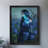 Black Framed Vintage A woman accompanied by fluorescent flowers in the dark night Wall Art Dark fantasy Style Framed Prints-2103726152