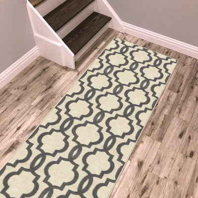 Tapis rayé ivoire / gris Blytheville