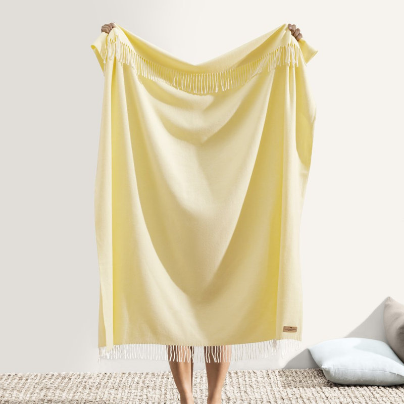 Italian Herringbone Throw Blanket, Butter