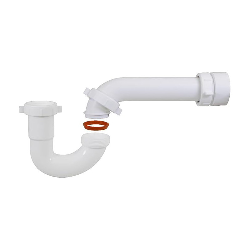 Siphon en plastique blanc 1-1 / 2 "pour drain tubulaire d'évier de cuisine