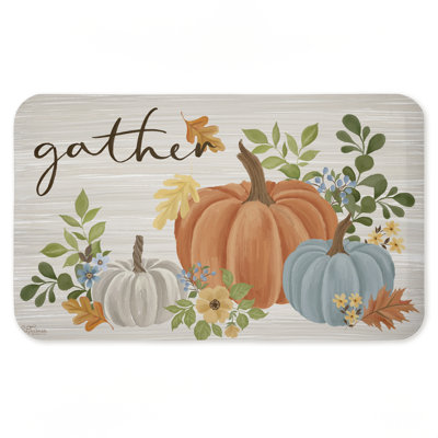 Gather Welcome Autumn Pumpkins Printed Anti-Fatigue Floor Mat, design by Cat Thurman Designs, 30"x18"