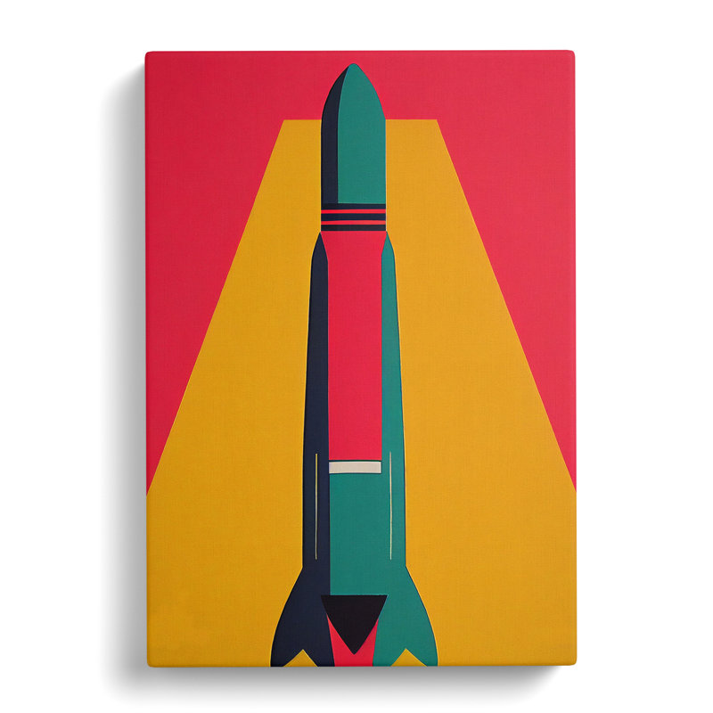 Artistic Spaceship Rocket No.5 - Wall Art, 60cm H x 40cm W, Wrapped Canvas