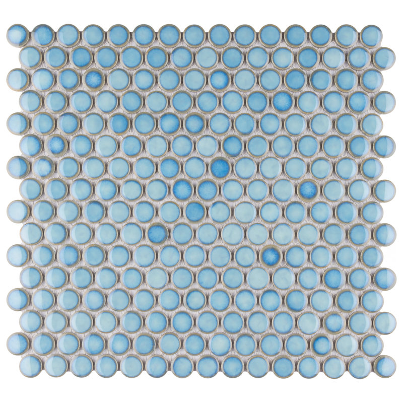 Hudson Penny Round .80" x .80" Porcelain Penny Round Mosaic Wall & Floor Tile, Marine