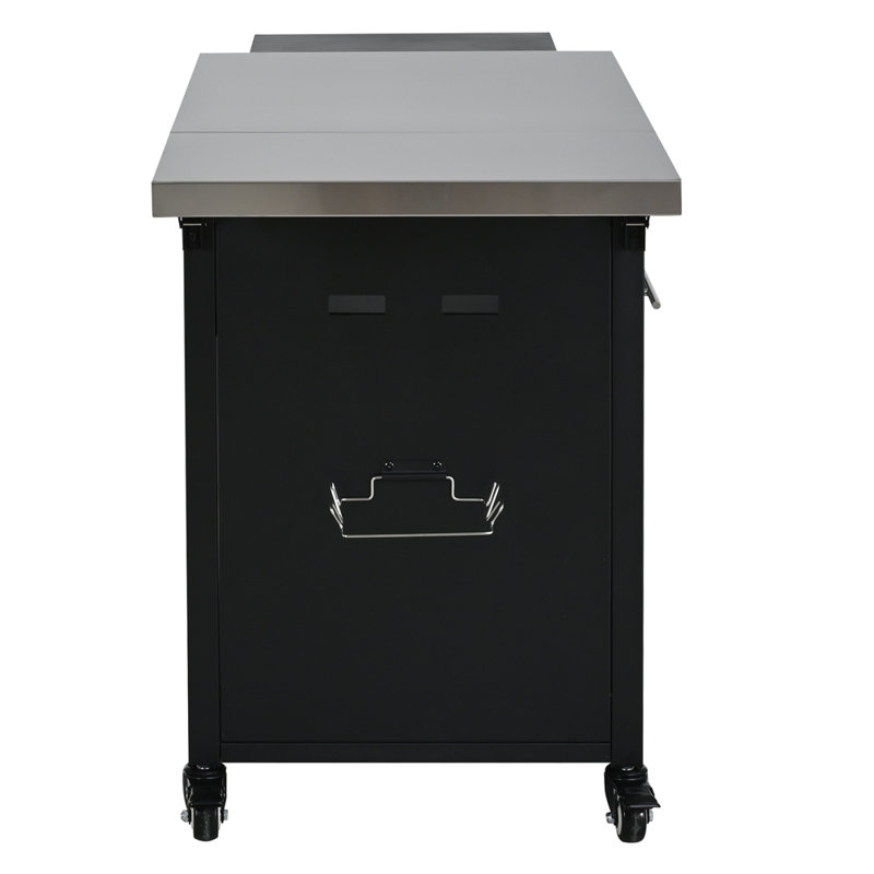 Chariot de barbecue pliable pour l'extérieur, Noir, H 35,81 po x l 73,81 po x P 22,41 po