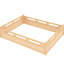 Structure de lit pour grand lit à profil bas avec garde-corps pleine longueur, pin et matériau, aspect moderne, pas de sommier tapissier. Structure solide, entrée facile, style mixte dans les chambres-130833674-130833671