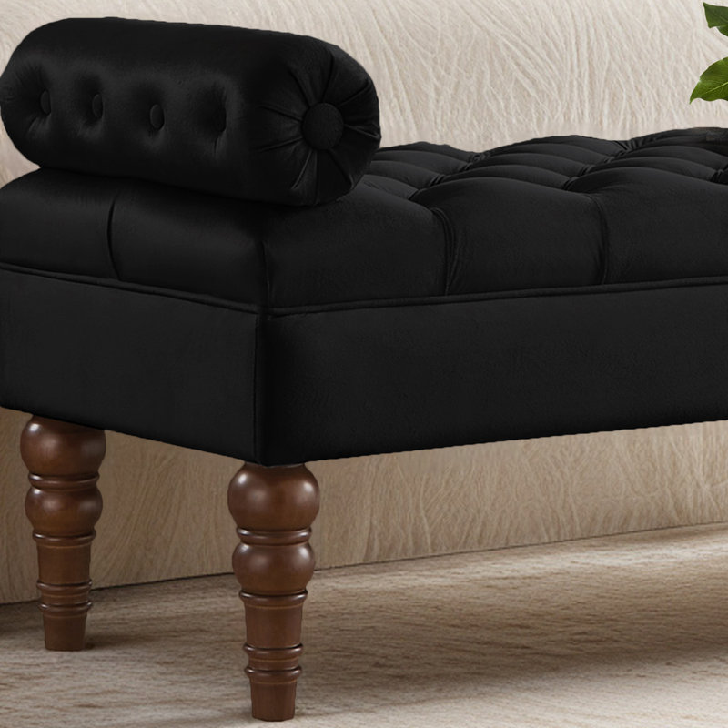 51.48" W Tufted Upholstered Bench, Black