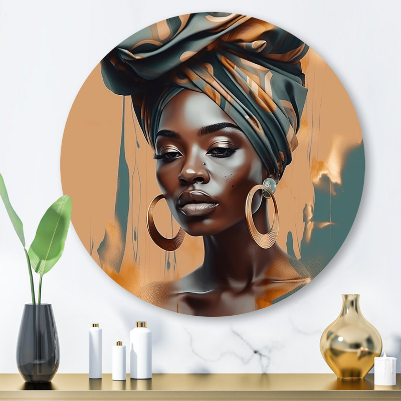 Jiberrl, femme africaine chromatique III, impression sur métal, H 29 po x l 29 po x P 1 po
