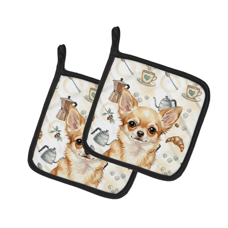 Paire de porte-cafetières fauve Chihuahua