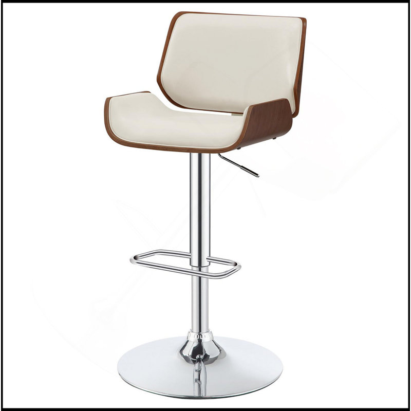 Tabouret de bar réglable écru et chrome