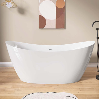 66" X 32" Freestanding Soaking Acrylic Bathtub