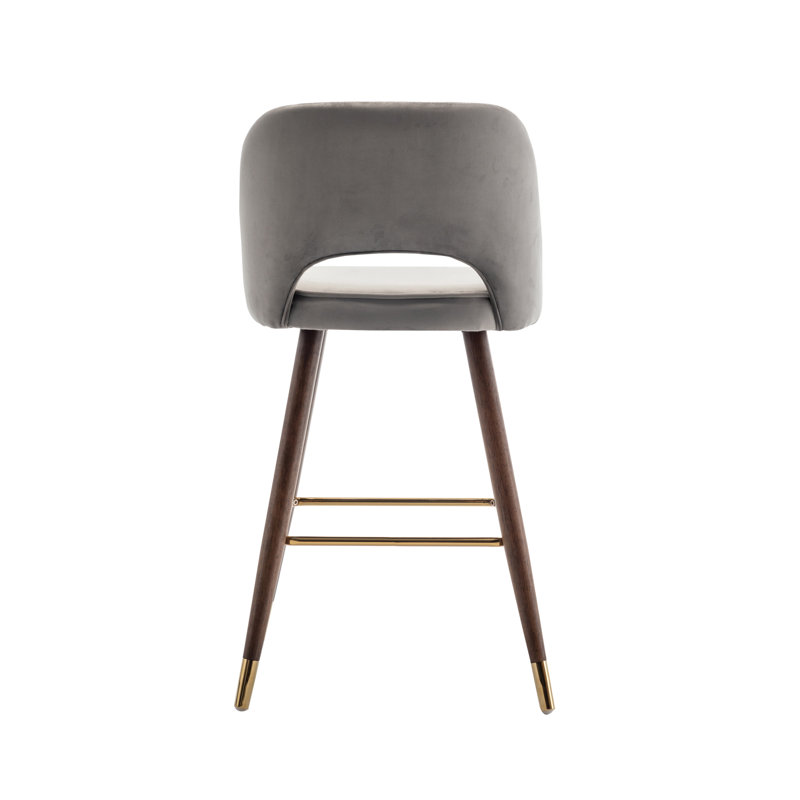 Tabouret de bar en velours Loganville, Gris