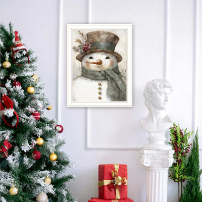 Living Room & Bedroom Wall Decor, Old World Frosty White Framed Print By Jo - Multicolor Wood Paper Artwork Home Decor Art, Decoration