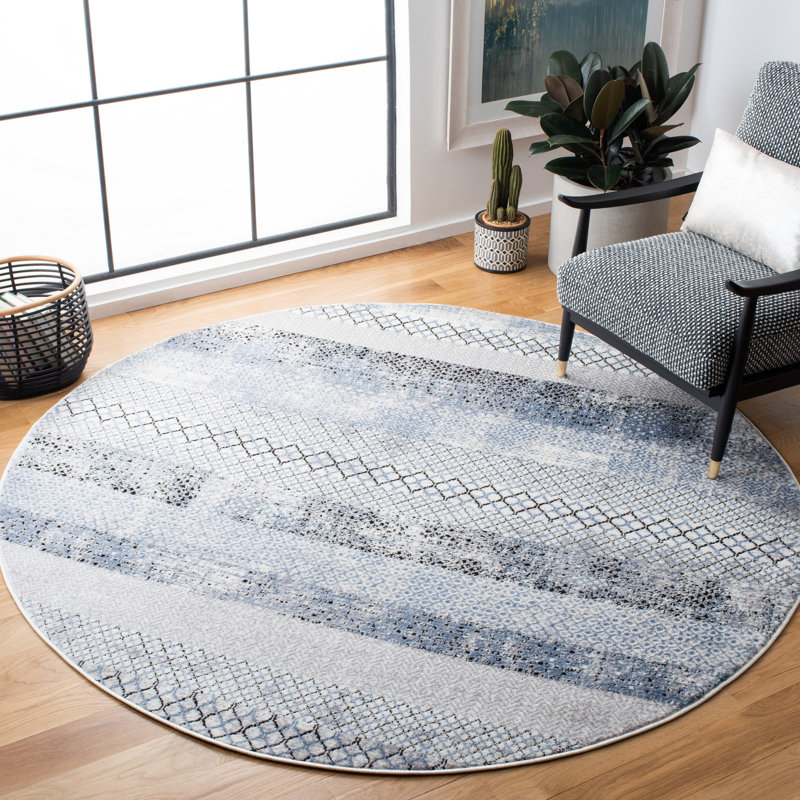 Adames Geometric Indoor Rug, Round 8'