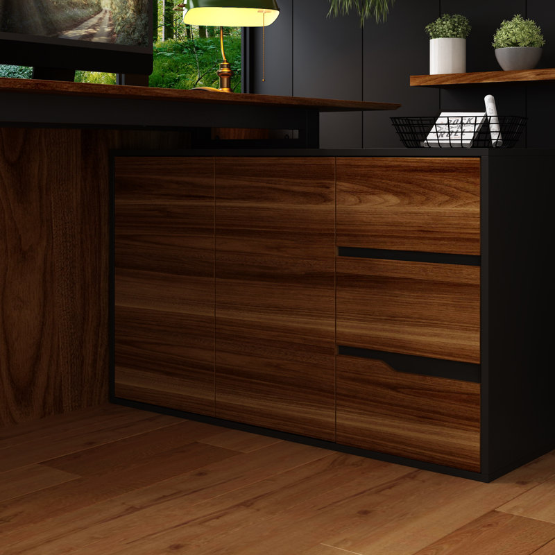 54.3'' W L-Shaped Computer Desk with Bookcase | Wayfair