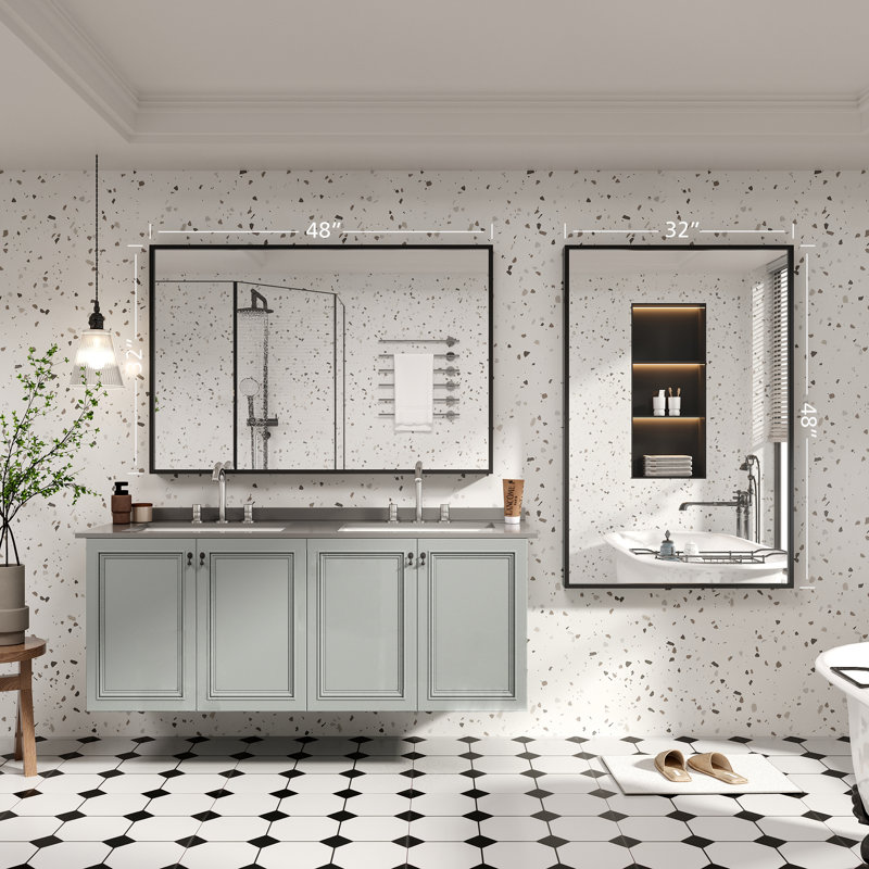 Miroir de salle de bain mural, 48 po x 32 po