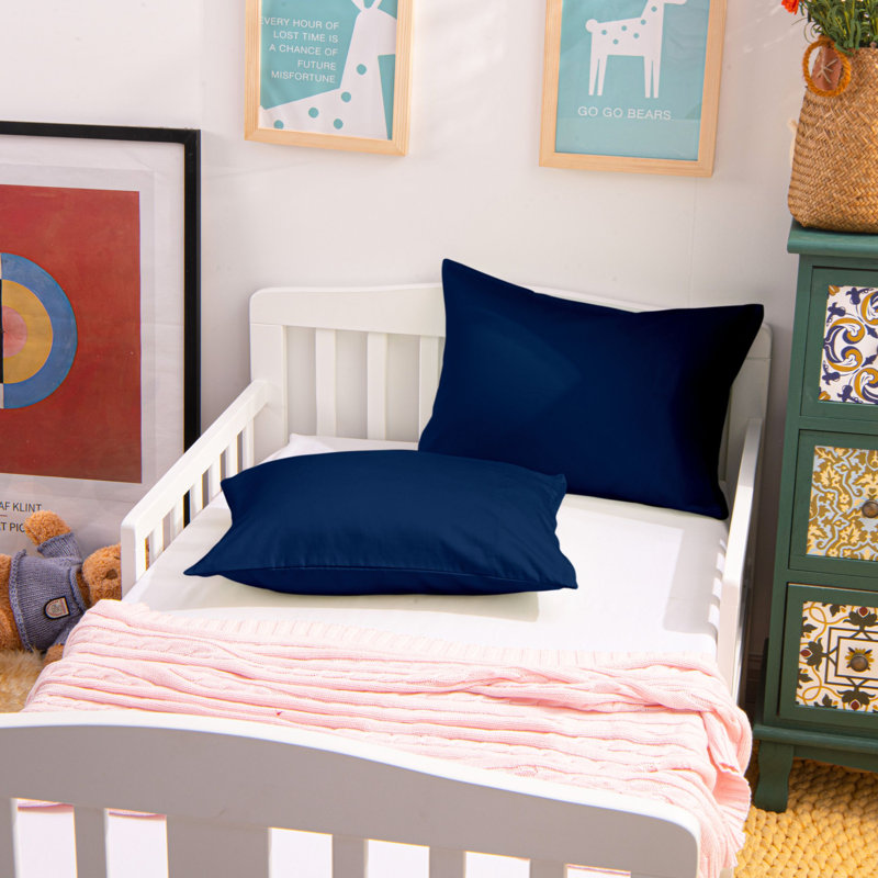 Standard Cotton Nursery Pillowcases - 500 Thread Count Travel-Friendly 13x18-Inch Envelope Closure Set?, Navy