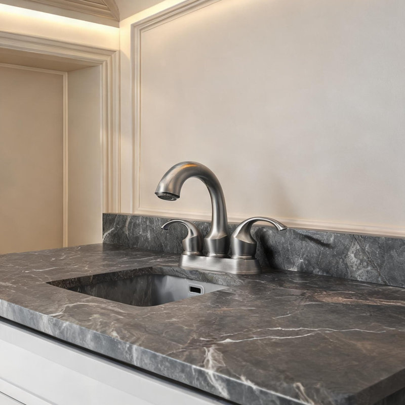 Robinet de salle de bain en nickel brossé avec contrôle à deux poignées, bonde escamotable, robinet de salle de bain