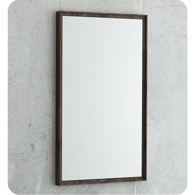 Formosa Rustic White 32" Square Solid Acacia Wood Bathroom Vanity Mirror