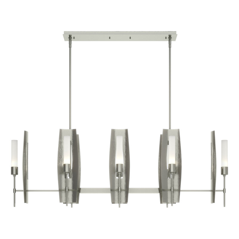 Luminaire suspendu linéaire à 8 lumières pour îlot de cuisine Passage, Givré, Argenté