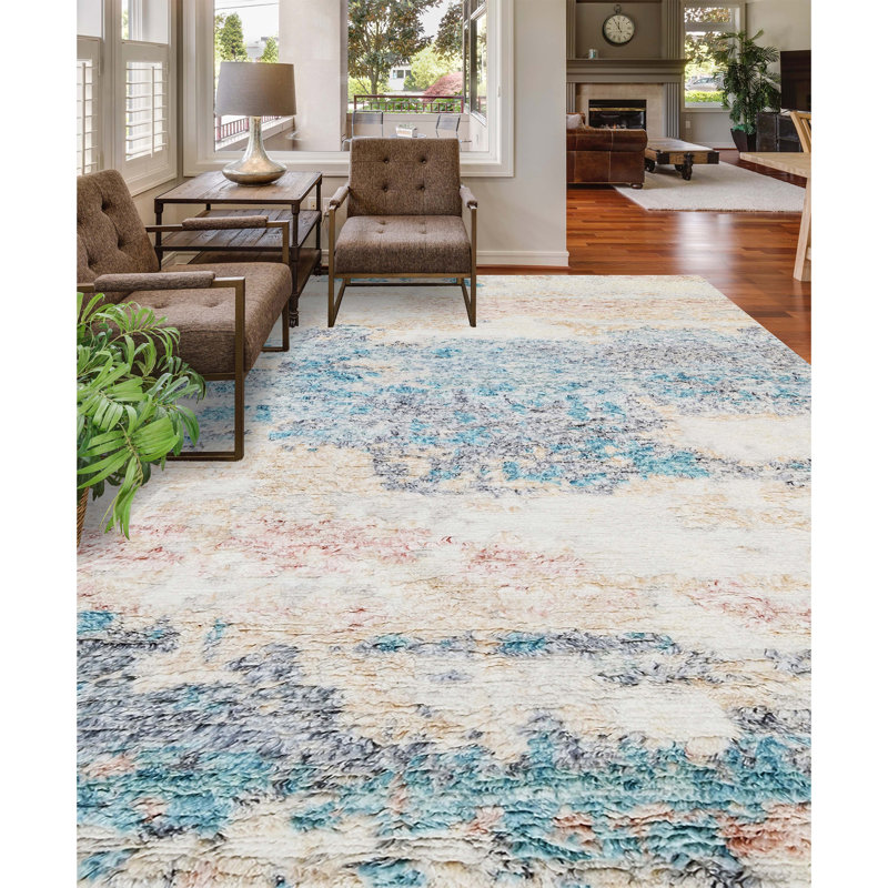 Hand Knotted Wool Area Rug, Rectangle 8' x 10'