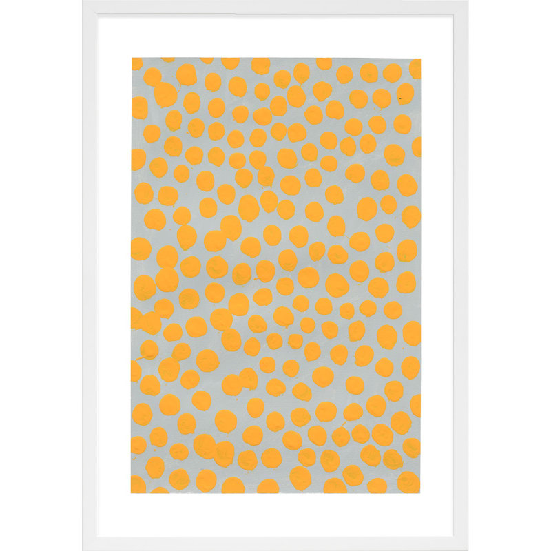 Navi Safran sur gris par Michela Sorrentino - Peinture, H 38 po x l 26,5 po x P 1,25 po, Blanc