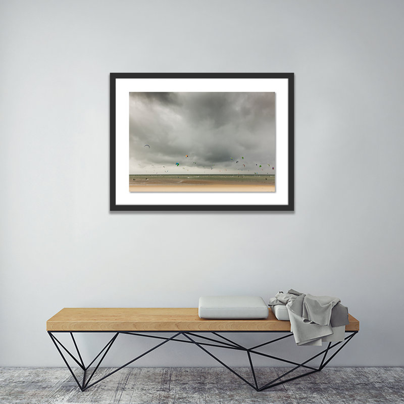 Kite Day Print by Jakob Wagner, 18" H x 24" W x 1.5" D, Black