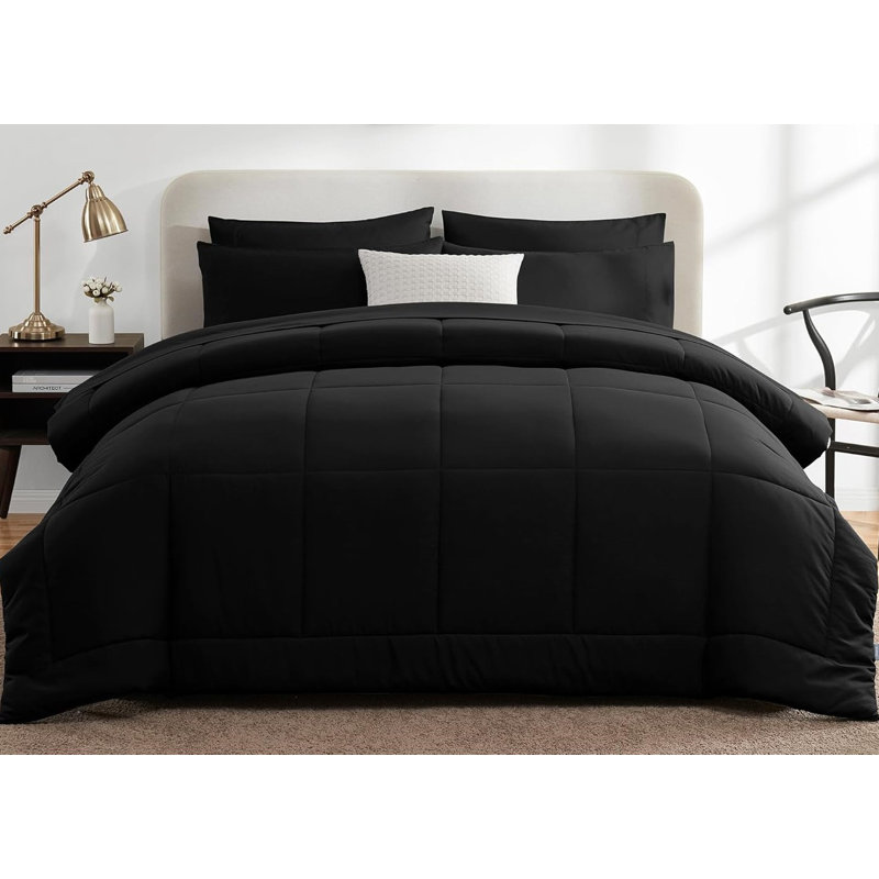 Ensemble de couette ultra douce 7 pièces dans un sac, Noir