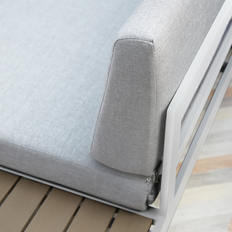 Janniyah 5 - Person Seating Group with Cushions, White, Light Grey