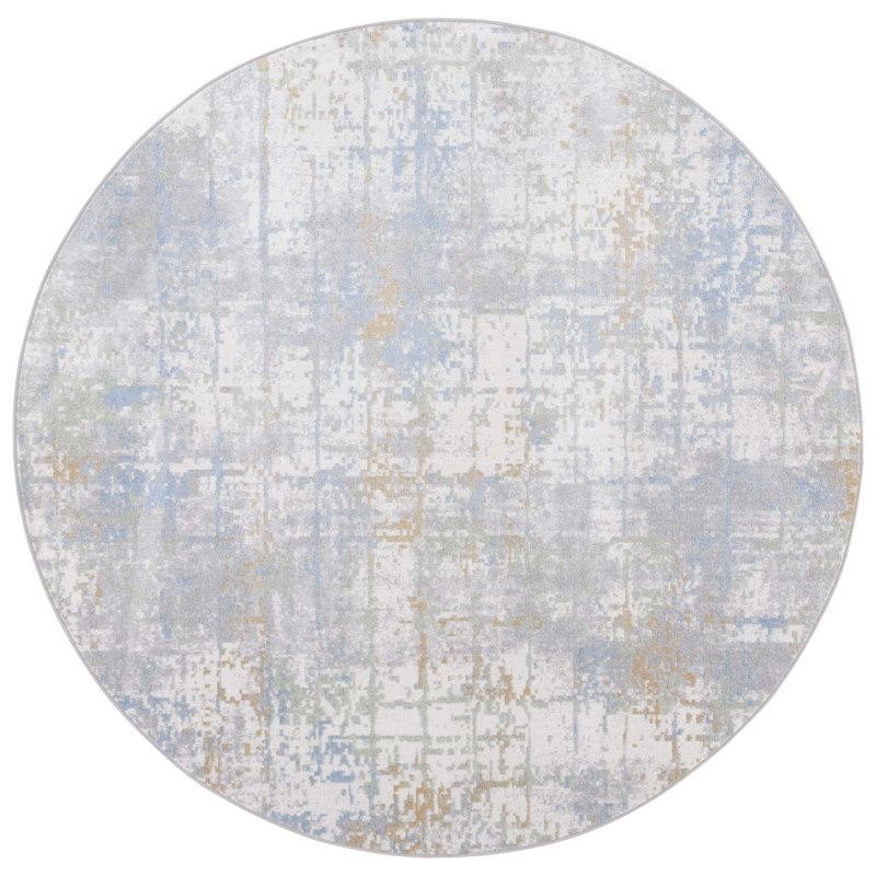 Bayside Performance Machine Washable Abstract Rug, Round 6'7"