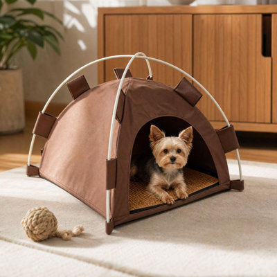 Tapis d'été pliable en polyester pour animaux de compagnie, tente ou maisonnette d'extérieur.