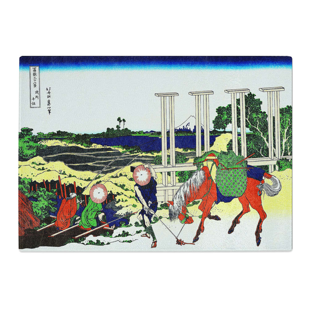Tempered Glass Musachi Province by Katsushika Hokusai Chopping Board