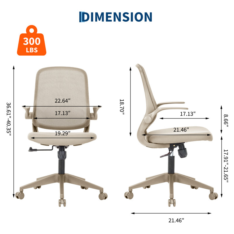 Fauteuil de bureau pivotant à hauteur réglable, White, White