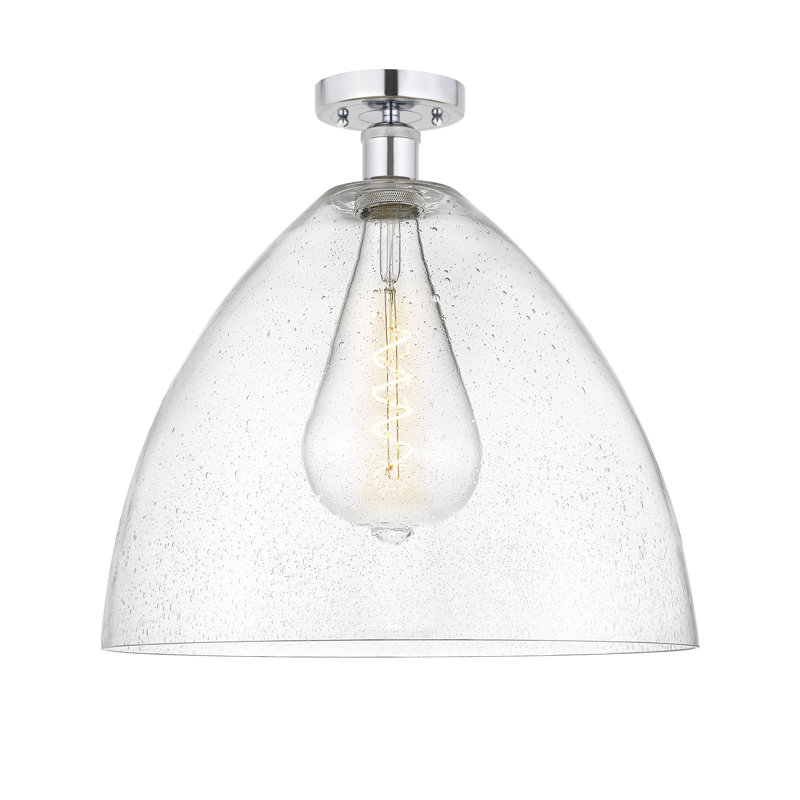 Alleson Glass Semi Flush Mount, 18.75" H x 16" W x 16" D, Polished Chrome