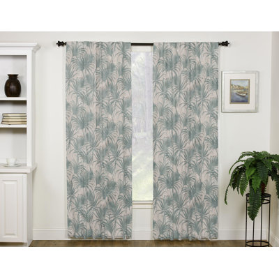 Tropical palm leaves seafoam 100% Cotton panel