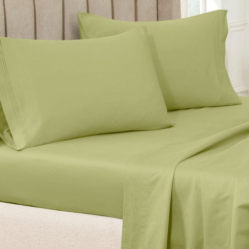 Ensemble de taies d'oreiller de couleur unie en coton égyptien certifié 650 fils Aldin, Standard, Vert olive