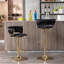 Ensemble de 2 tabourets de bar, avec velours de levage mécanique réglable en hauteur et tabouret de bar simple Golden Leg - noir
