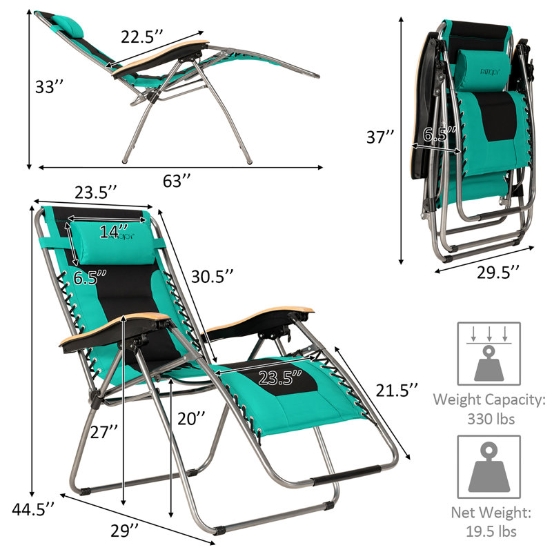 Chaise pliante zéro gravité, Turquoise