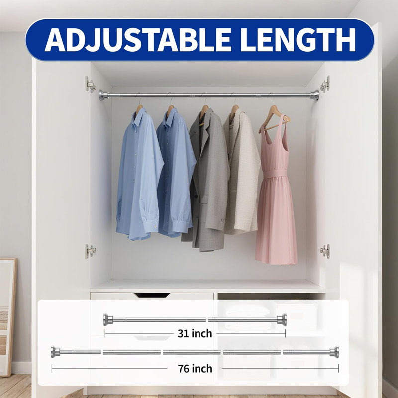 76cm Straight Wall Shower Curtain Pole, Silver