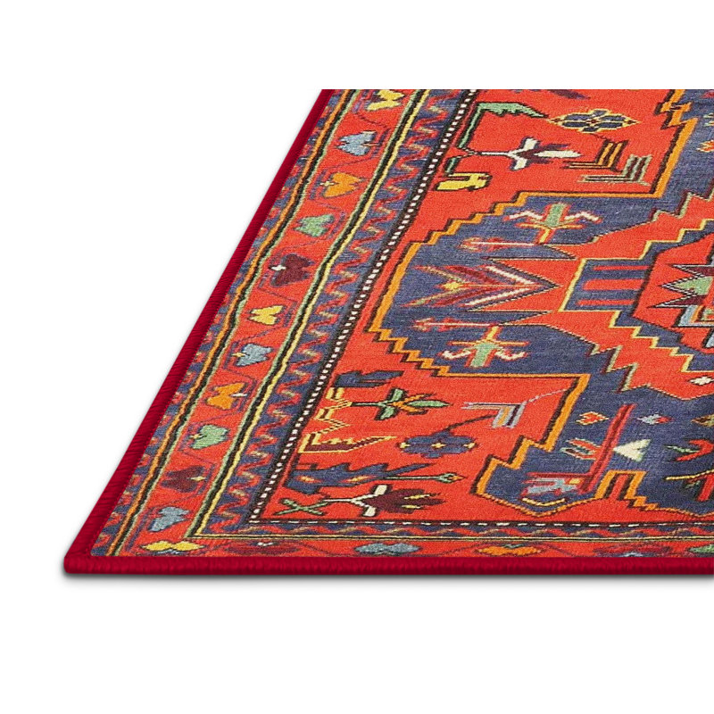 Tapis oriental multicolore tissé à la machine Oriental, Rectangle 8 pi x 10 pi