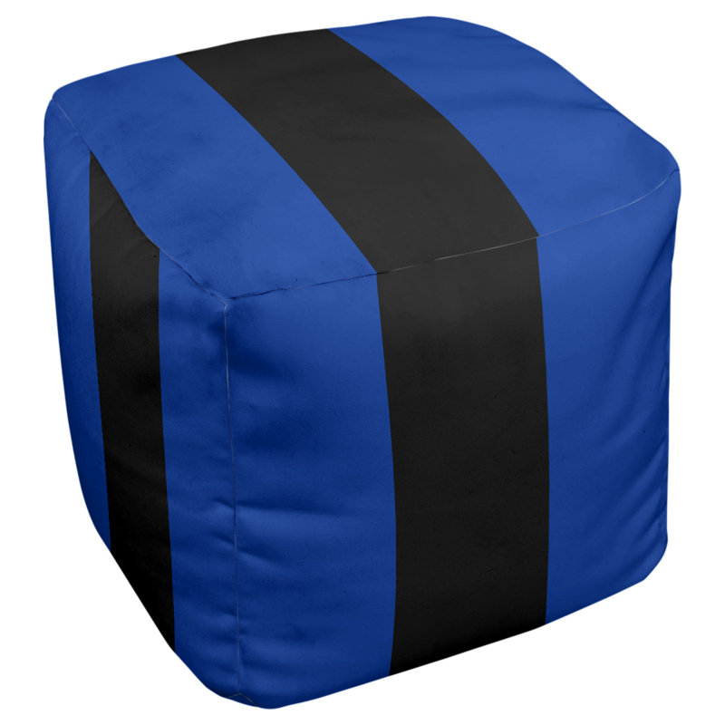 Repose-pieds cube rayures kentucky, Bleu / noir / bleu