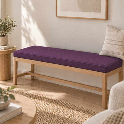 Coussin de banc sur mesure de 7,6 cm d'épaisseur pour intérieur et extérieur, avec revêtement imitation lin, mousse haute résilience 75D, dessous antidérapant et passepoil simple.