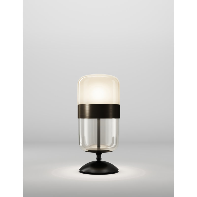 Futura Table Lamp M Crystal Copper Matt Black 1 E26 Ul, Amber Brass, 19" H x 9" W x 9" D