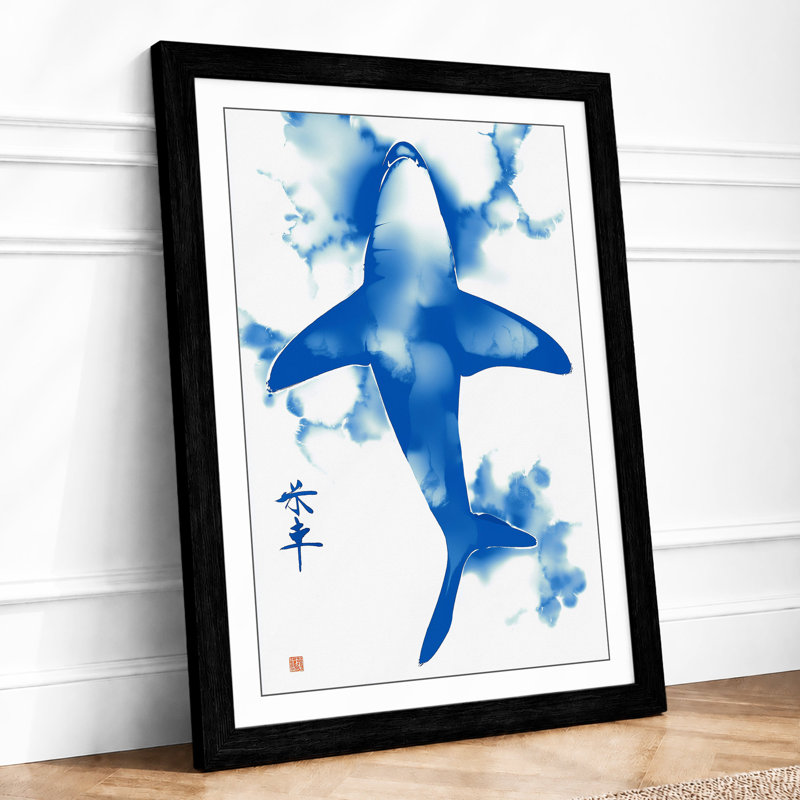 Drifting Shark Japandi - Print, A3 - 42.0 x 29.7 cm, Black