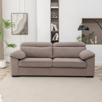 Canapé-lit 2 places, canapé moderne de style Mid-Century, canapé-lit convertible grand format avec structure en bois et revêtement en polyester, conception escamotable, capacité de 300 lb - peu encombrant pour le salon, gris