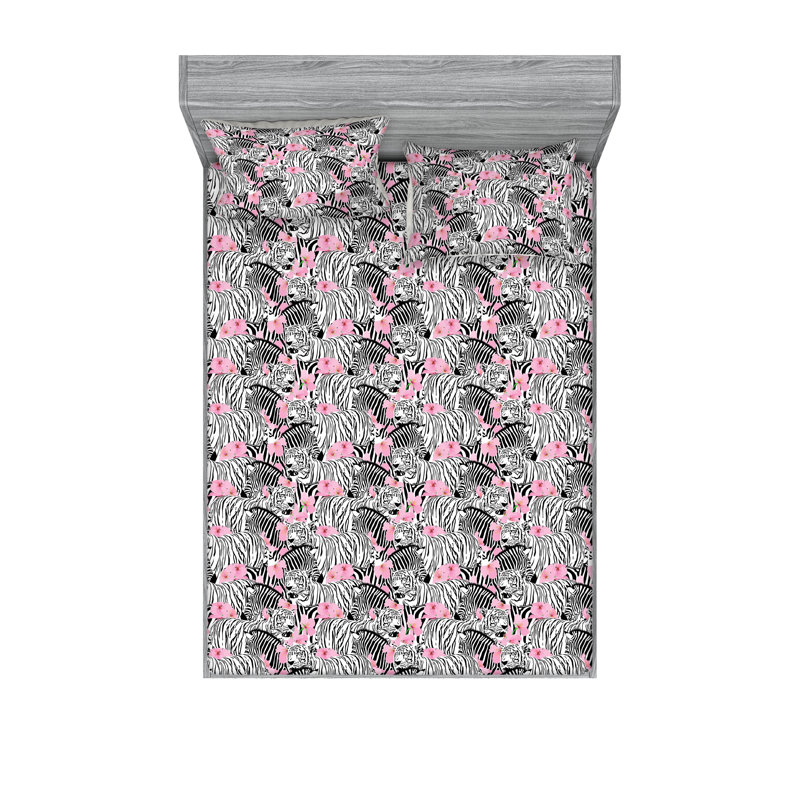 Ensemble de draps et taies décoratives 2 pièces Ambesonne, Ensemble de draps pour très grand lit avec 2 taie